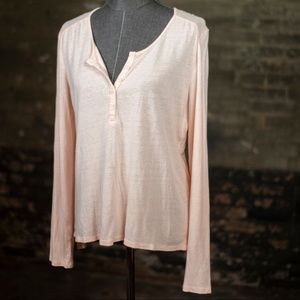 Garnet Hill Pink Soft Cotton Long Sleeve Top